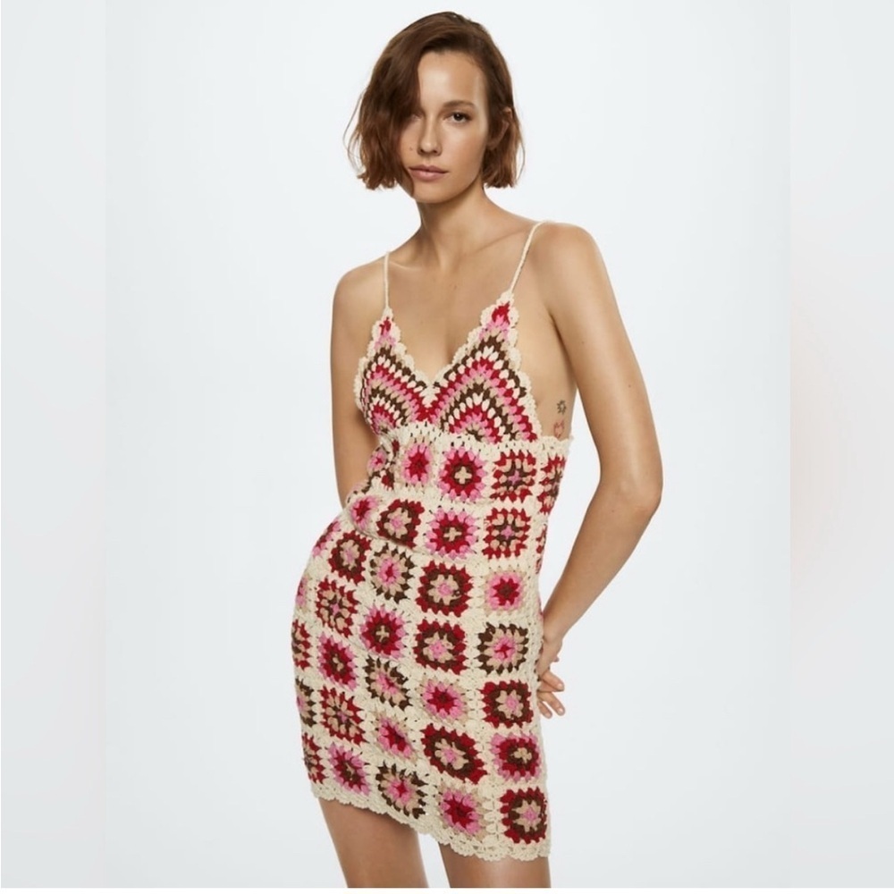 NWT MANGO Handmade Crochet Dress Size M